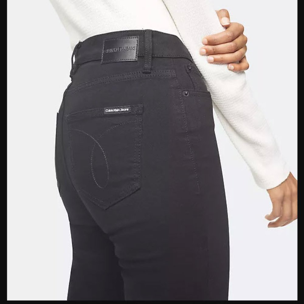 Calvin Klein Black High Rise Skinny Fit Comfort Stretch Jeans - Picture 3 of 13